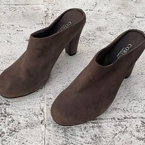 Cordani Calzature Women Mule Shoes Gray Suede Leather Heel Sandal Size 39.5